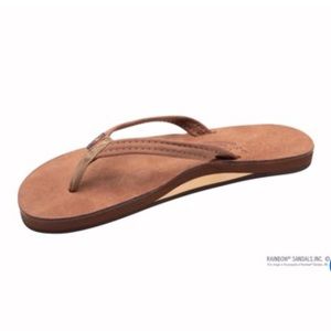 NBW Women’s Rainbow Flipflops - Buckskin color leather- Size 6